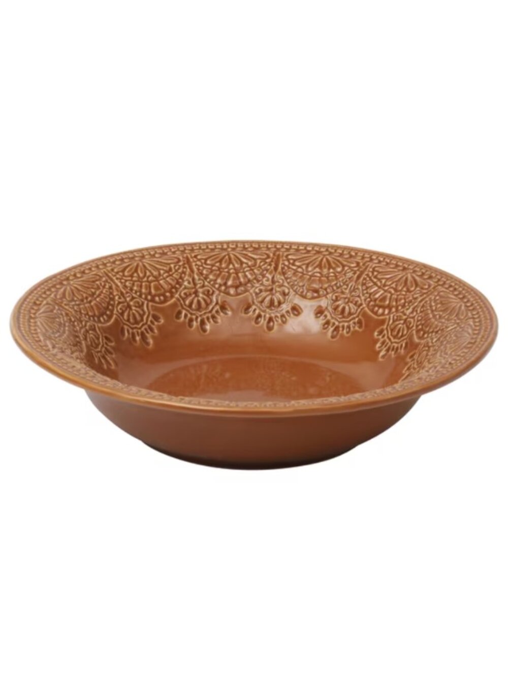 The Pioneer Woman Home Caramel Vintage Lace Pattern Stoneware Serving Round Bowl